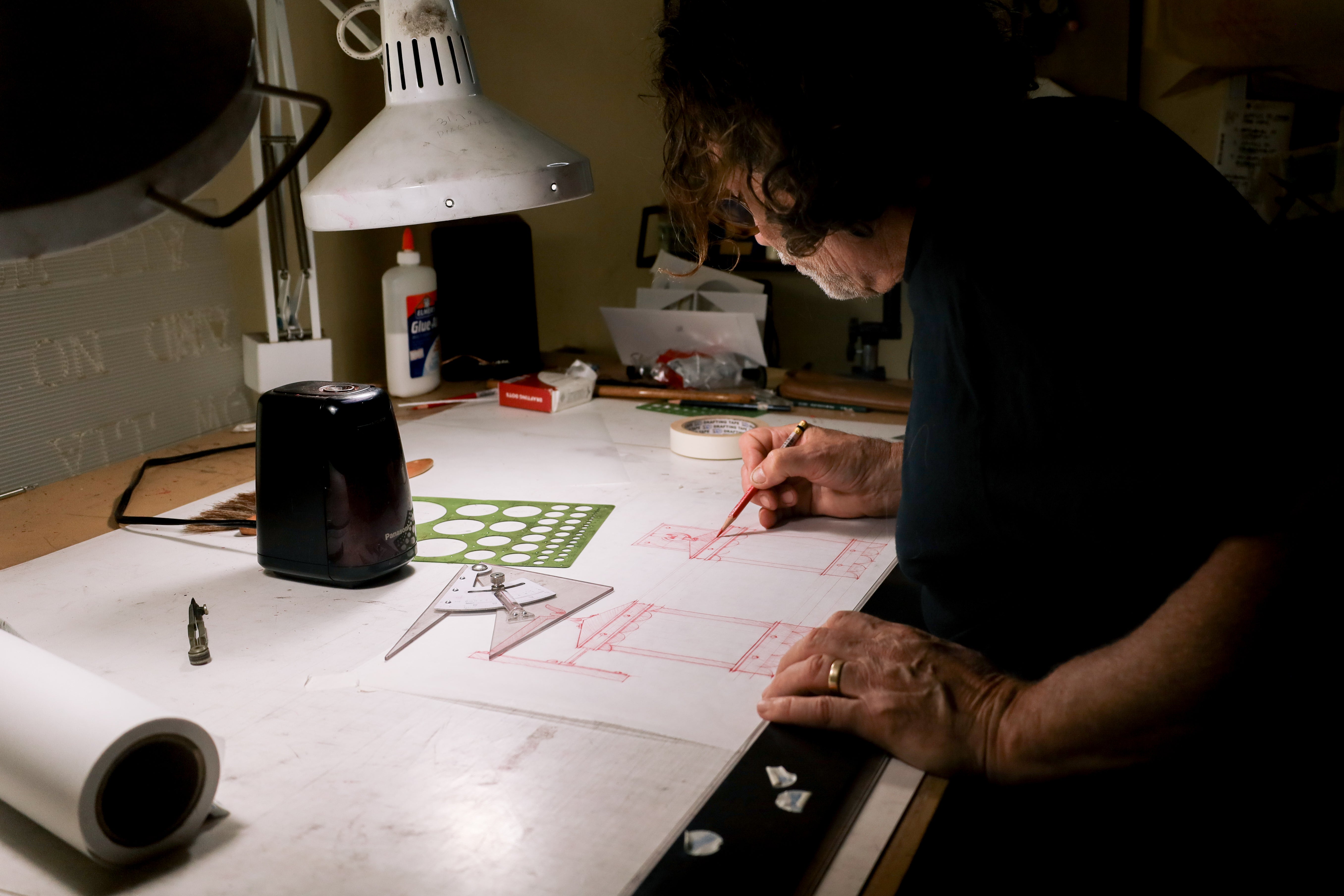 Britt Jewett in his architecture design studio in Downtown Santa Barbara - Santa Barbara Lighting Company - Outdoor Light Fixtures