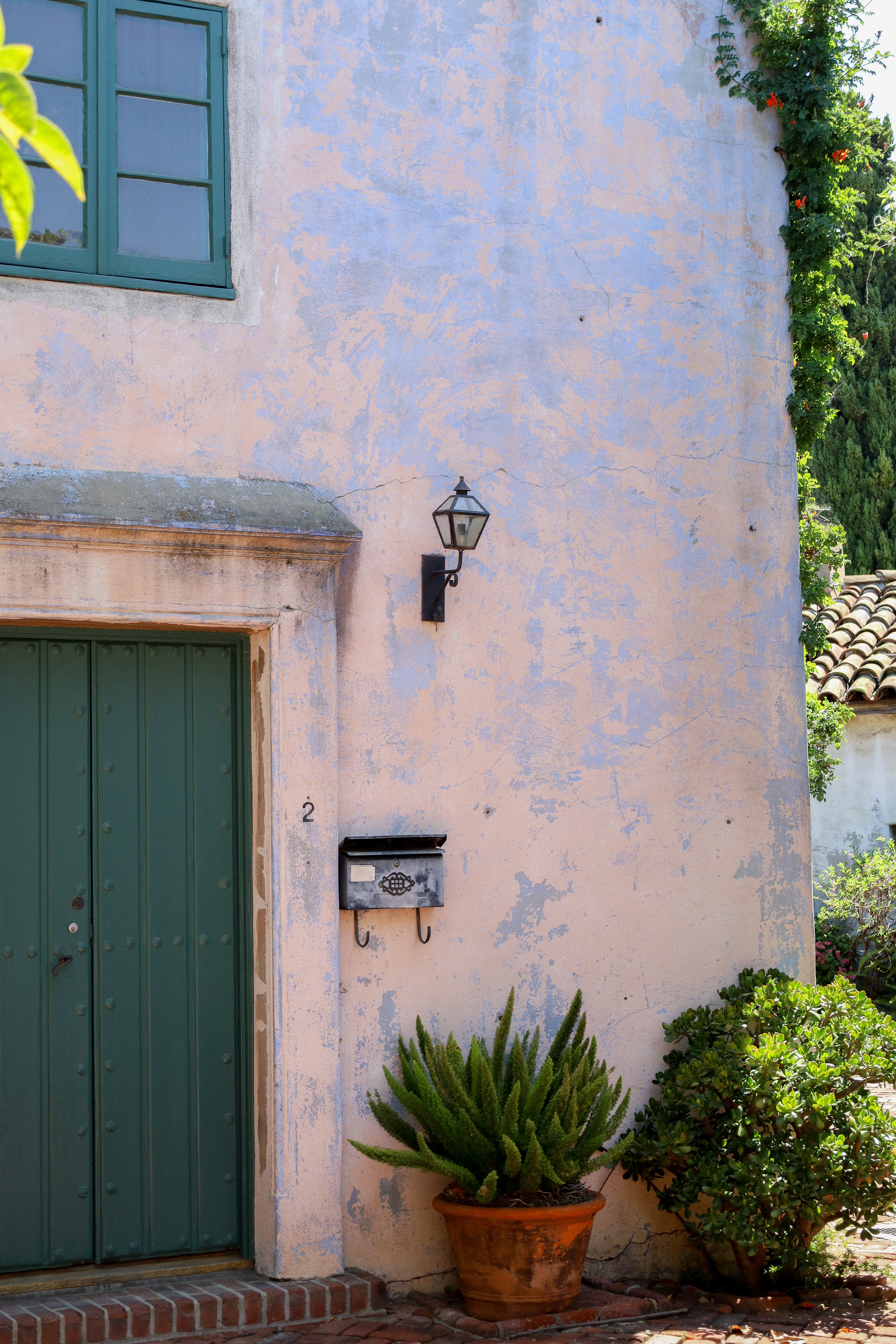 Meridian Studios front door with light in downtown Santa Barbara, California