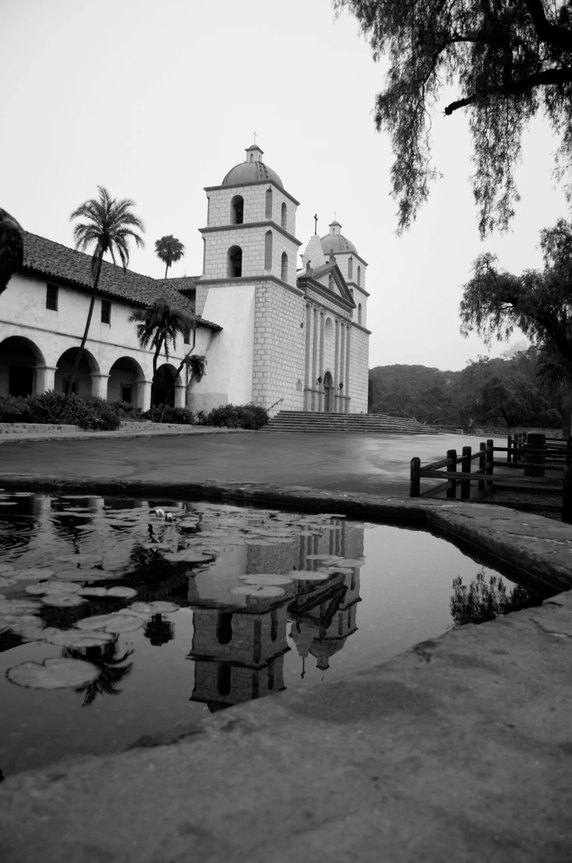 Santa Barbara Mission Black and White photo