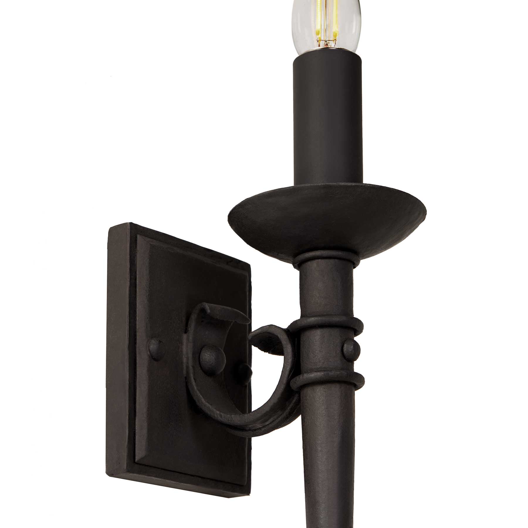 Traditional Torchiere by Santa Barbara Lighting Company heavy gauge steel exterior lighting wrought iron