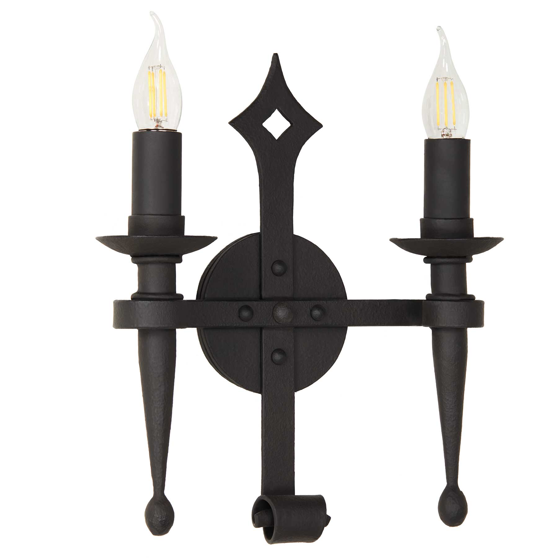 Double Diamond Sconce by Santa Barbara Lighting Company heavy gauge steel exterior lighting wrought iron