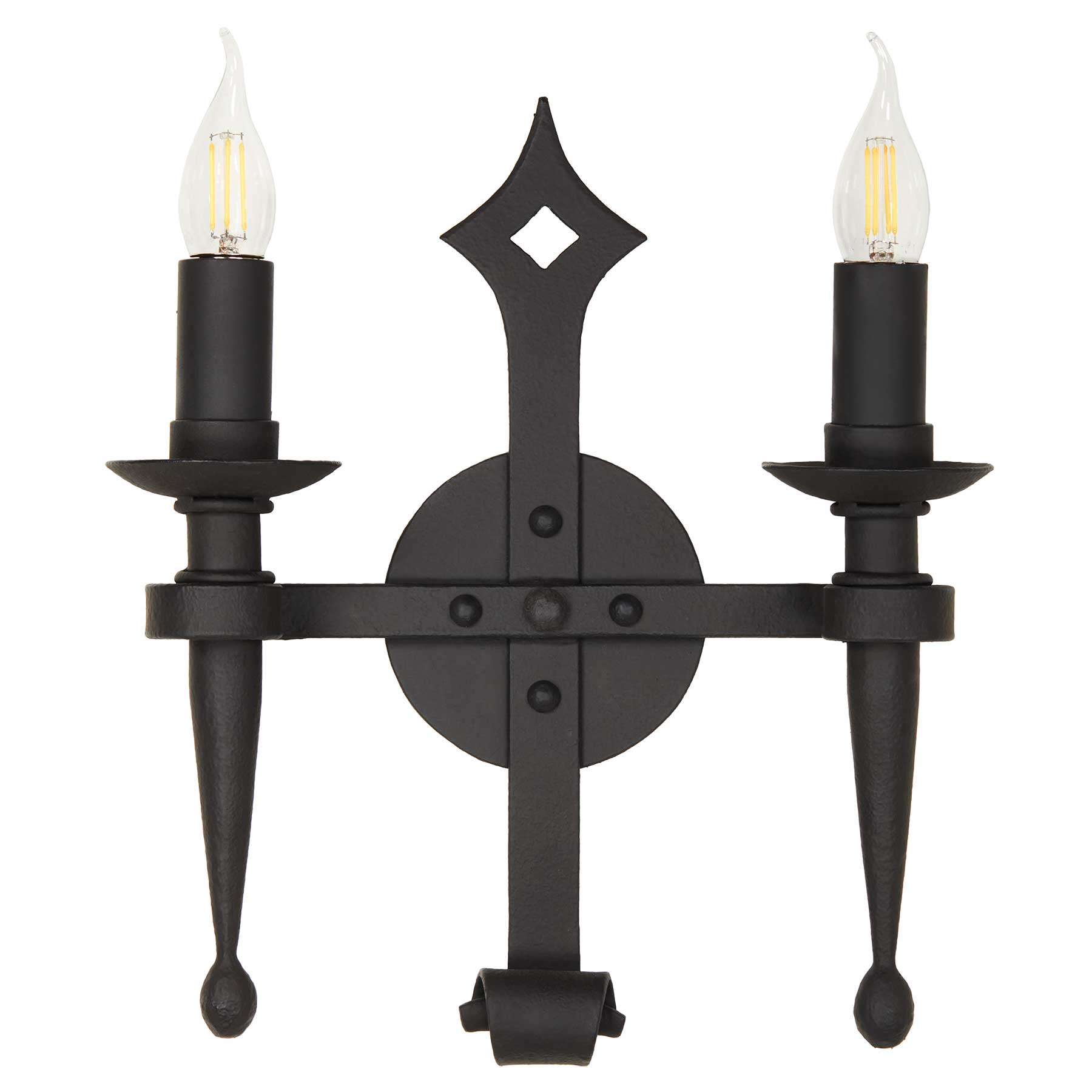 Double Diamond Sconce by Santa Barbara Lighting Company heavy gauge steel exterior lighting wrought iron