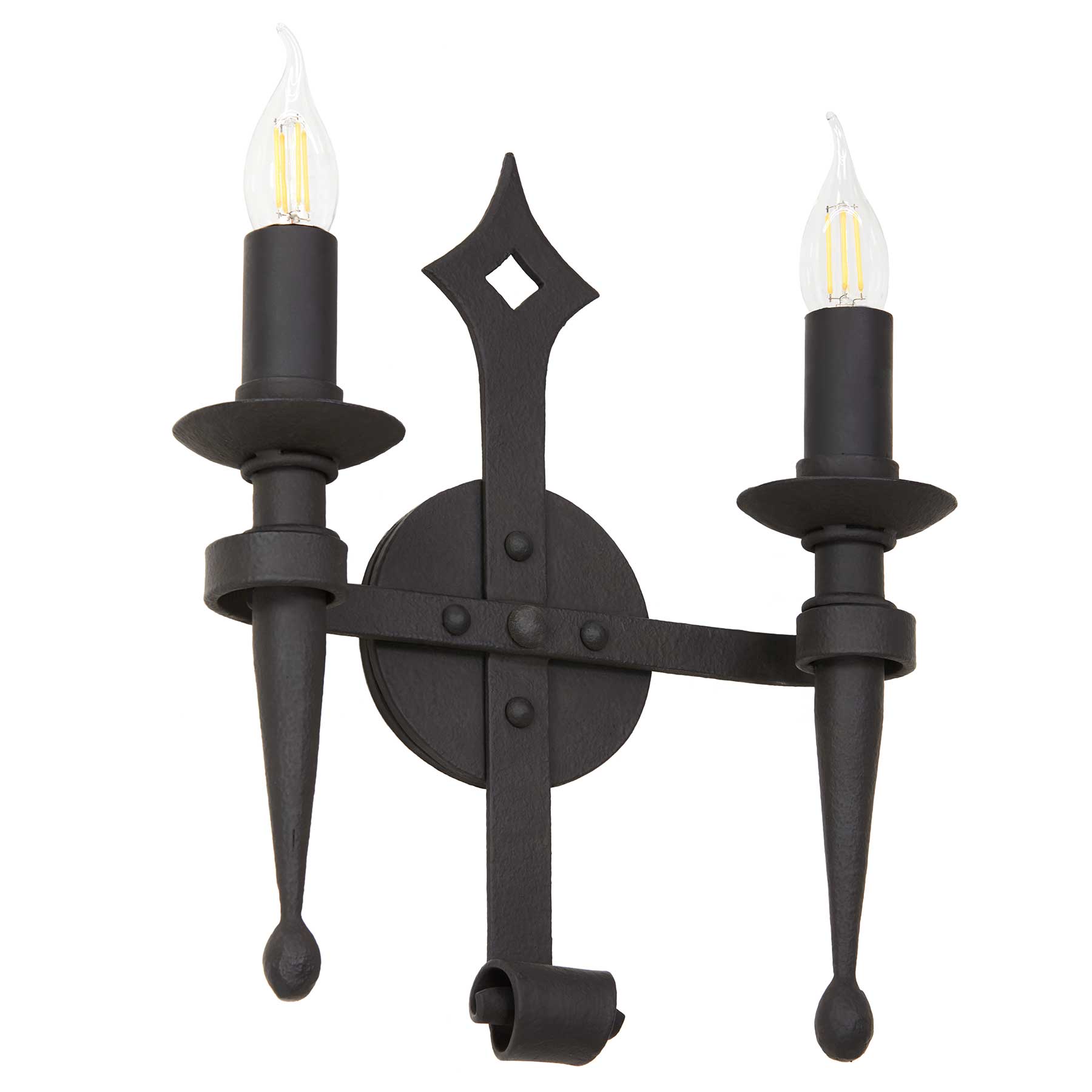 Double Diamond Sconce by Santa Barbara Lighting Company heavy gauge steel exterior lighting wrought iron