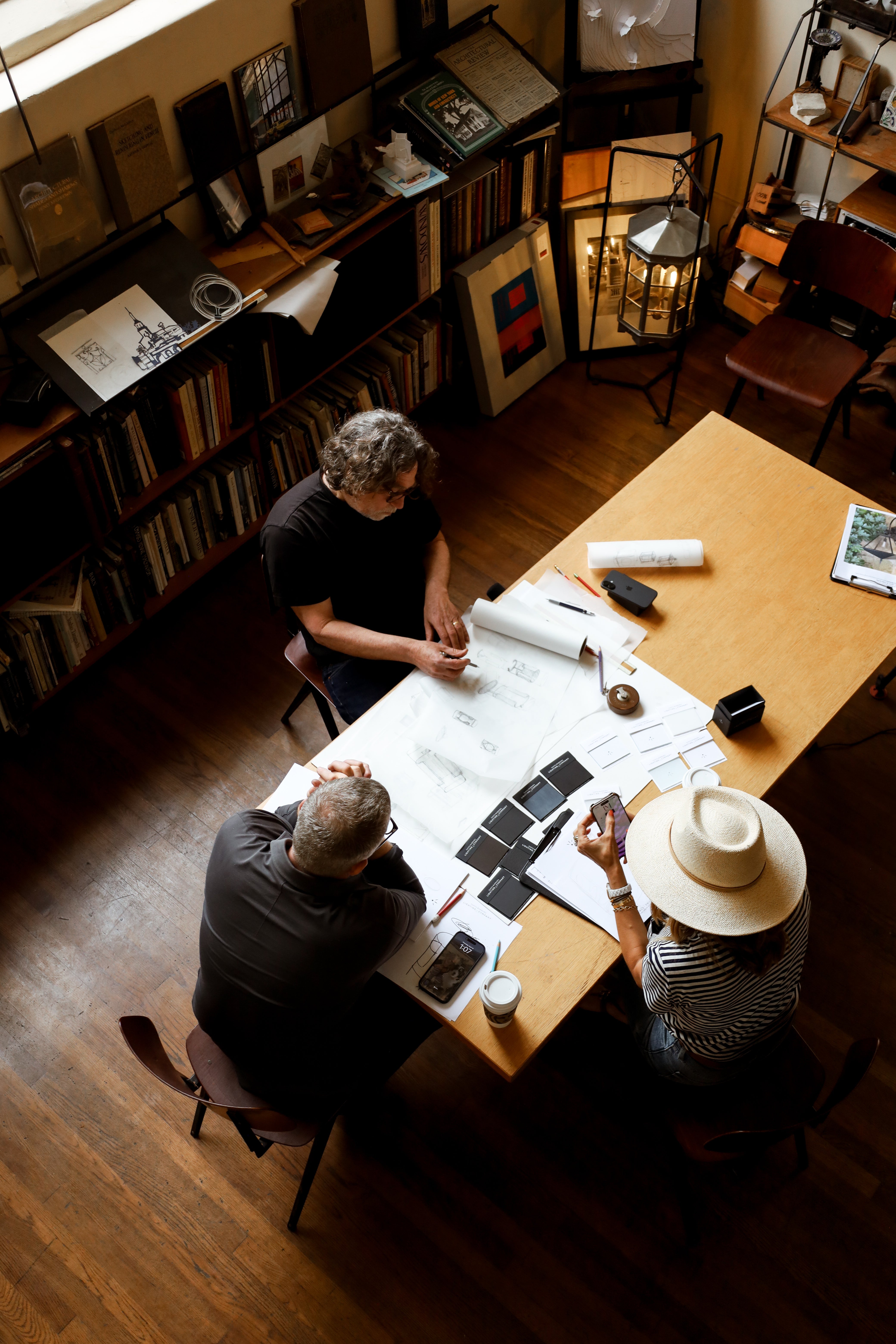 Collaboration of designers working on lighting collection. From Santa Barbara, California