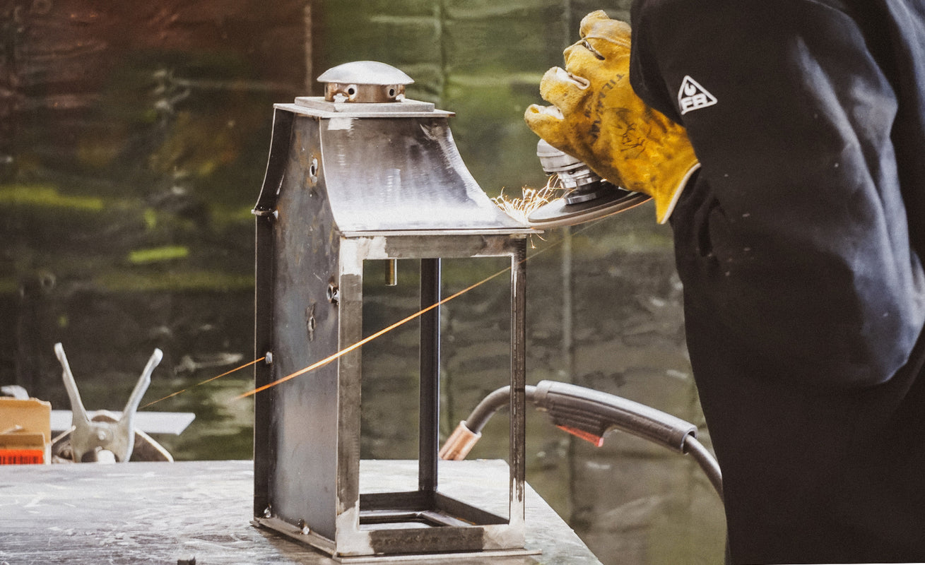 our process in production light fixtures metal work at Santa Barbara Lighting Company
