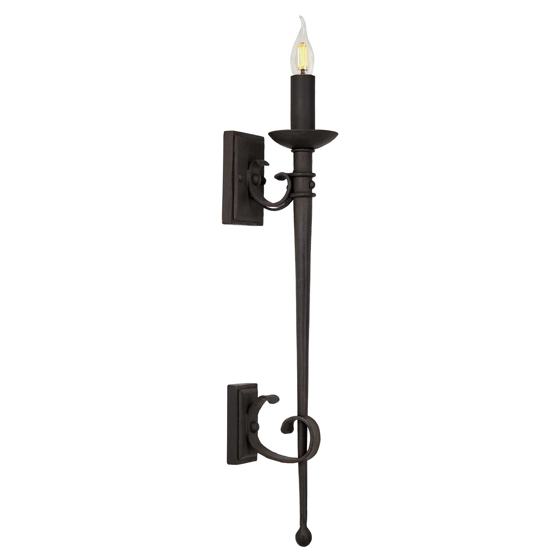 Traditional Torchiere by Santa Barbara Lighting Company heavy gauge steel exterior lighting wrought iron detail